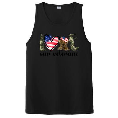 Love Our Veterans Gift American Flag Veterans Day Military Gift PosiCharge Competitor Tank