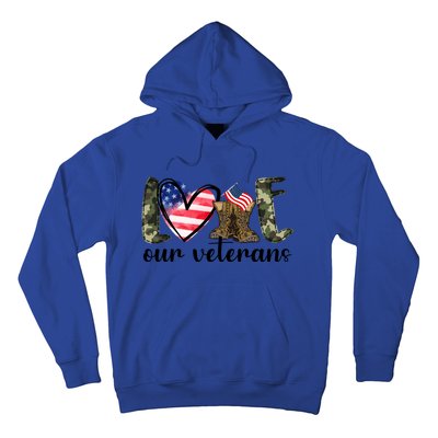 Love Our Veterans Gift American Flag Veterans Day Military Gift Hoodie