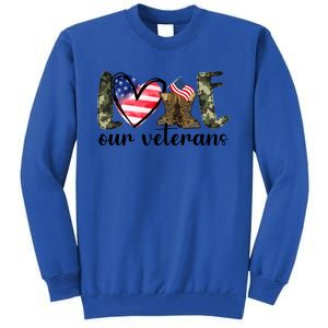 Love Our Veterans Gift American Flag Veterans Day Military Gift Tall Sweatshirt