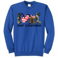 Love Our Veterans Gift American Flag Veterans Day Military Gift Tall Sweatshirt