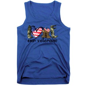 Love Our Veterans Gift American Flag Veterans Day Military Gift Tank Top