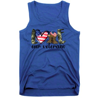 Love Our Veterans Gift American Flag Veterans Day Military Gift Tank Top