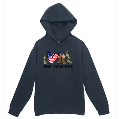 Love Our Veterans Gift American Flag Veterans Day Military Gift Urban Pullover Hoodie