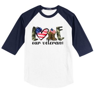 Love Our Veterans Gift American Flag Veterans Day Military Gift Baseball Sleeve Shirt