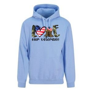 Love Our Veterans Gift American Flag Veterans Day Military Gift Unisex Surf Hoodie