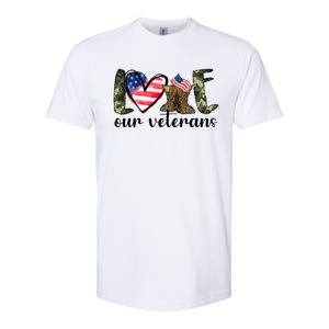 Love Our Veterans Gift American Flag Veterans Day Military Gift Softstyle CVC T-Shirt