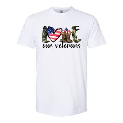 Love Our Veterans Gift American Flag Veterans Day Military Gift Softstyle CVC T-Shirt