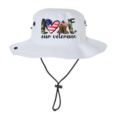 Love Our Veterans Gift American Flag Veterans Day Military Gift Legacy Cool Fit Booney Bucket Hat