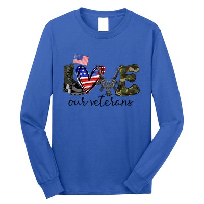 Love Our Veterans Us Military Veterans Day American Flag Cute Gift Long Sleeve Shirt