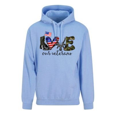 Love Our Veterans Us Military Veterans Day American Flag Cute Gift Unisex Surf Hoodie