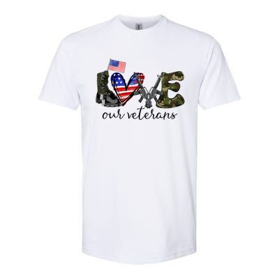 Love Our Veterans Us Military Veterans Day American Flag Cute Gift Softstyle® CVC T-Shirt