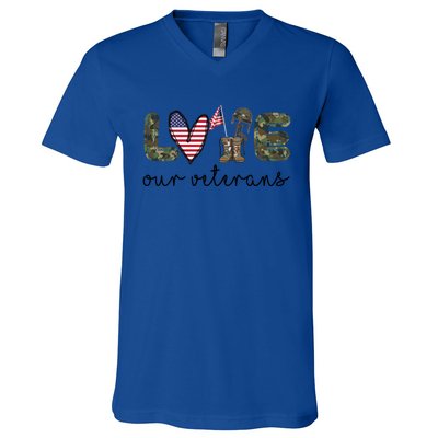 Love Our Veterans Us Military Veterans Day Cool Gift V-Neck T-Shirt