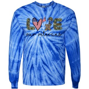 Love Our Veterans Us Military Veterans Day Cool Gift Tie-Dye Long Sleeve Shirt