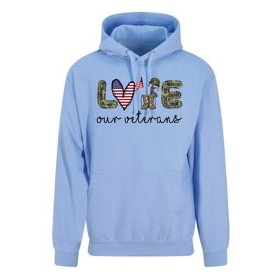 Love Our Veterans Us Military Veterans Day Cool Gift Unisex Surf Hoodie