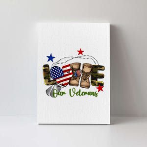 Love Our Veterans Day Proud Military American Flag Canvas