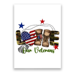 Love Our Veterans Day Proud Military American Flag Poster