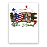 Love Our Veterans Day Proud Military American Flag Poster