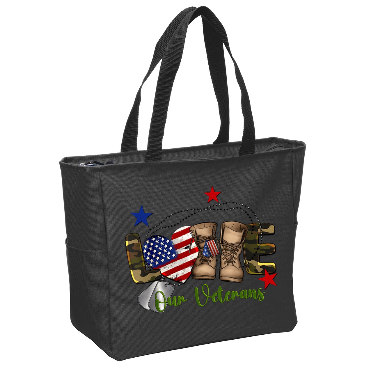 Love Our Veterans Day Proud Military American Zip Tote Bag