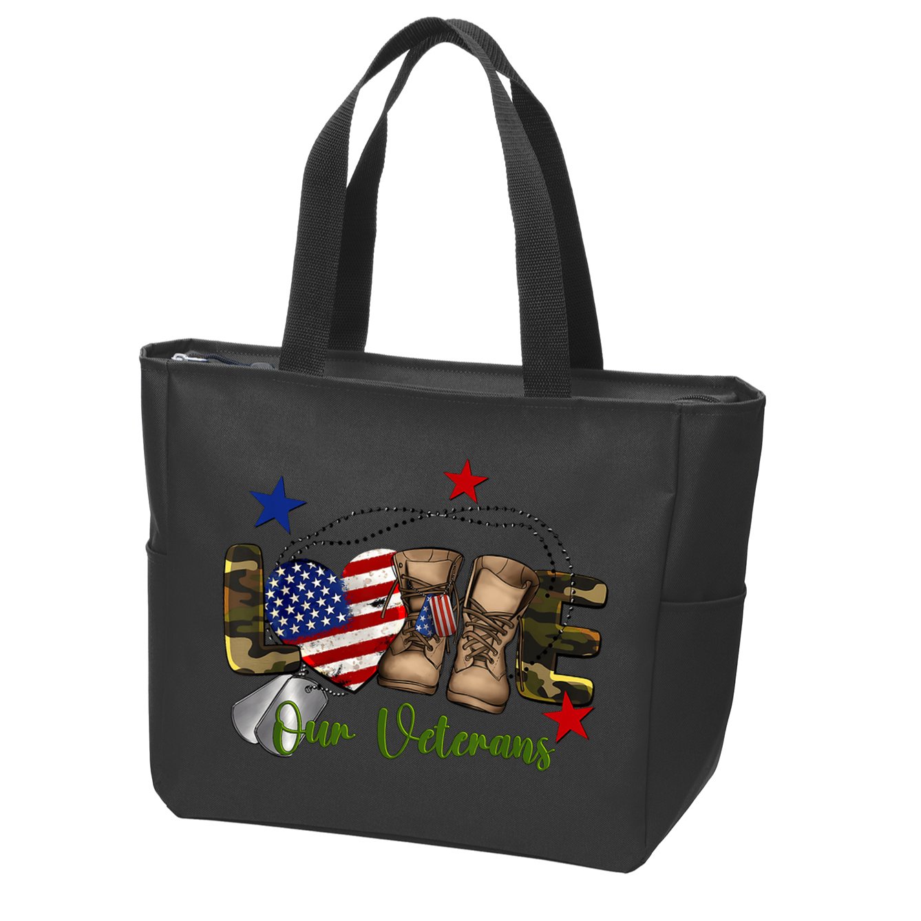 Love Our Veterans Day Proud Military American Zip Tote Bag