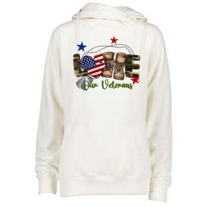 Love Our Veterans Day Proud Military American Womens Funnel Neck Pullover Hood