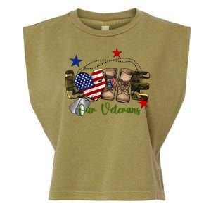 Love Our Veterans Day Proud Military American Garment-Dyed Women's Muscle Tee