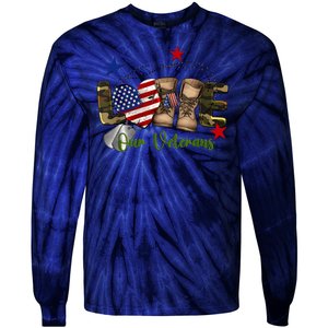 Love Our Veterans Day Proud Military American Tie-Dye Long Sleeve Shirt