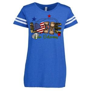 Love Our Veterans Day Proud Military American Enza Ladies Jersey Football T-Shirt