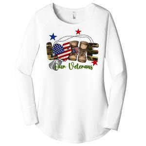 Love Our Veterans Day Proud Military American Women's Perfect Tri Tunic Long Sleeve Shirt