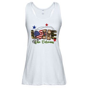 Love Our Veterans Day Proud Military American Ladies Essential Flowy Tank