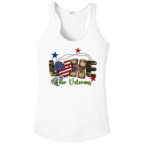 Love Our Veterans Day Proud Military American Ladies PosiCharge Competitor Racerback Tank