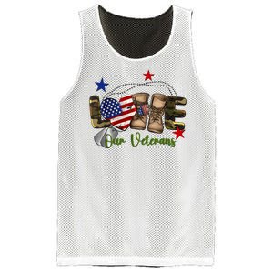 Love Our Veterans Day Proud Military American Mesh Reversible Basketball Jersey Tank