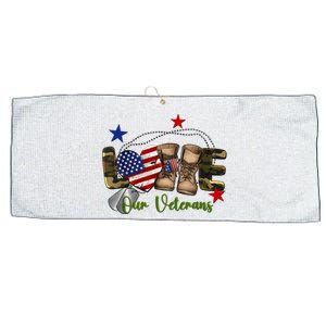 Love Our Veterans Day Proud Military American Large Microfiber Waffle Golf Towel