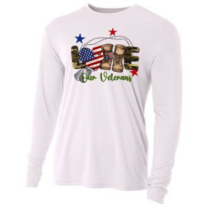 Love Our Veterans Day Proud Military American Cooling Performance Long Sleeve Crew