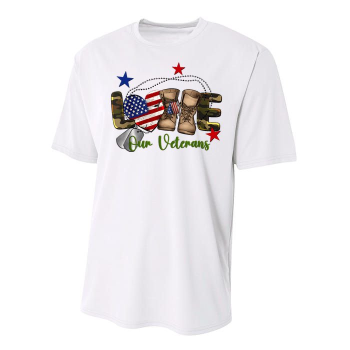 Love Our Veterans Day Proud Military American Performance Sprint T-Shirt