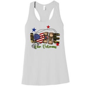 Love Our Veterans Day Proud Military American Women's Racerback Tank