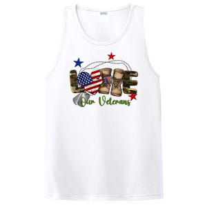 Love Our Veterans Day Proud Military American PosiCharge Competitor Tank