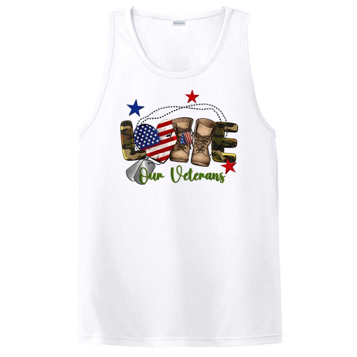 Love Our Veterans Day Proud Military American PosiCharge Competitor Tank