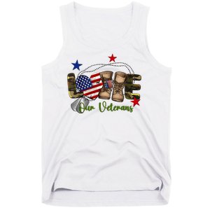 Love Our Veterans Day Proud Military American Tank Top