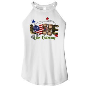 Love Our Veterans Day Proud Military American Women's Perfect Tri Rocker Tank