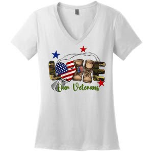 Love Our Veterans Day Proud Military American Women's V-Neck T-Shirt