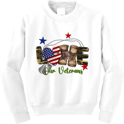 Love Our Veterans Day Proud Military American Kids Sweatshirt