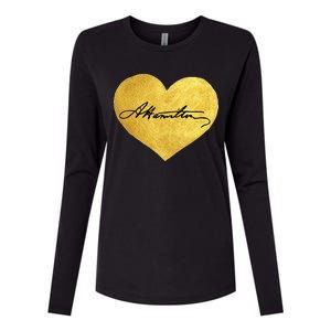 Love A. Hamilton Golden Signature Heart Womens Cotton Relaxed Long Sleeve T-Shirt