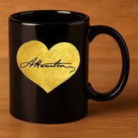 Love A. Hamilton Golden Signature Heart 11oz C Handle Ceramic Mug