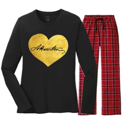 Love A. Hamilton Golden Signature Heart Women's Long Sleeve Flannel Pajama Set 