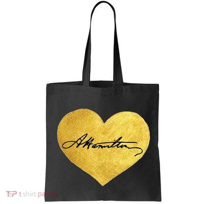 Love A. Hamilton Golden Signature Heart Tote Bag