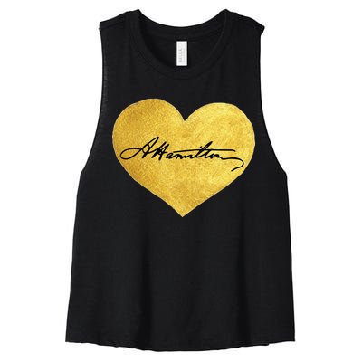 Love A. Hamilton Golden Signature Heart Women's Racerback Cropped Tank