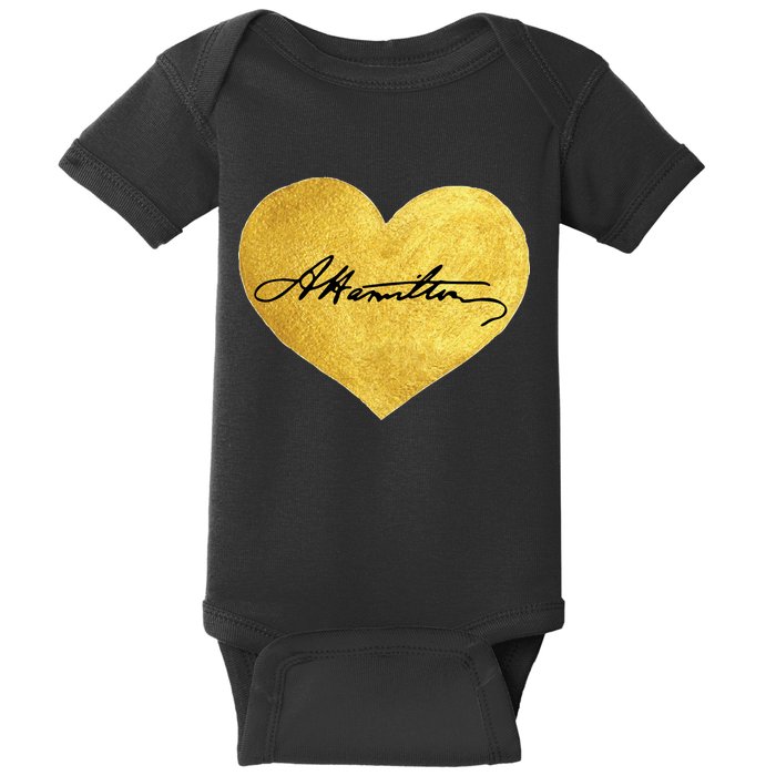 Love A. Hamilton Golden Signature Heart Baby Bodysuit