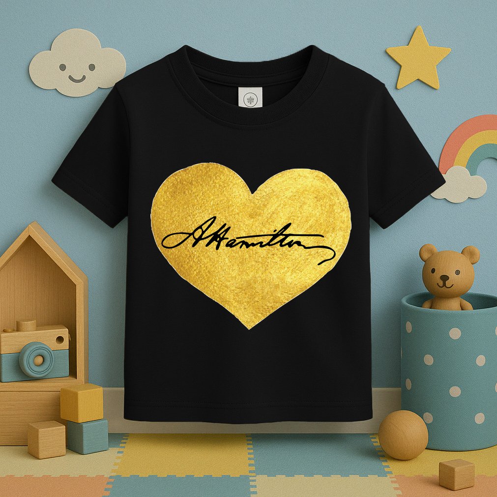 Love A. Hamilton Golden Signature Heart Toddler T-Shirt