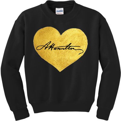 Love A. Hamilton Golden Signature Heart Kids Sweatshirt