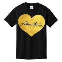 Love A. Hamilton Golden Signature Heart Kids T-Shirt